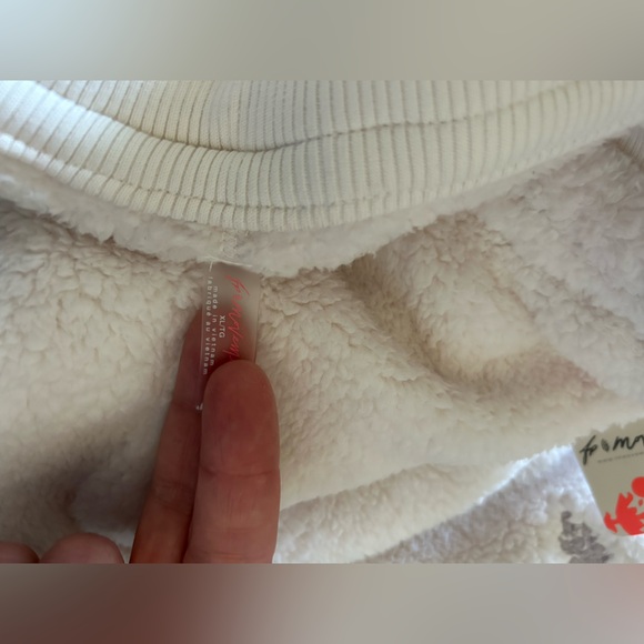 Free People NWT Sundown Fleece Joggers Wide Leg Pants FP Movement Ivory size XL - Picture 13 of 13